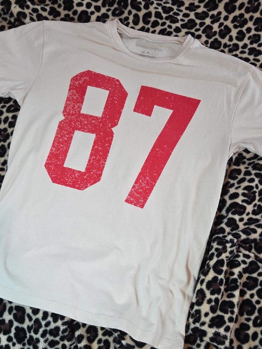 Grayson Threads Beige Short-Sleeve Tee with Red 87 Graphic